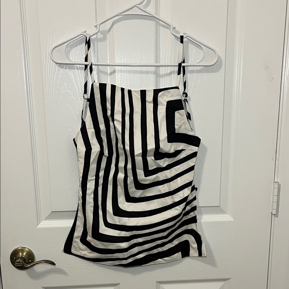 Black & White Abstract Striped Sexy Backless Camisole Going Out Top Y2K